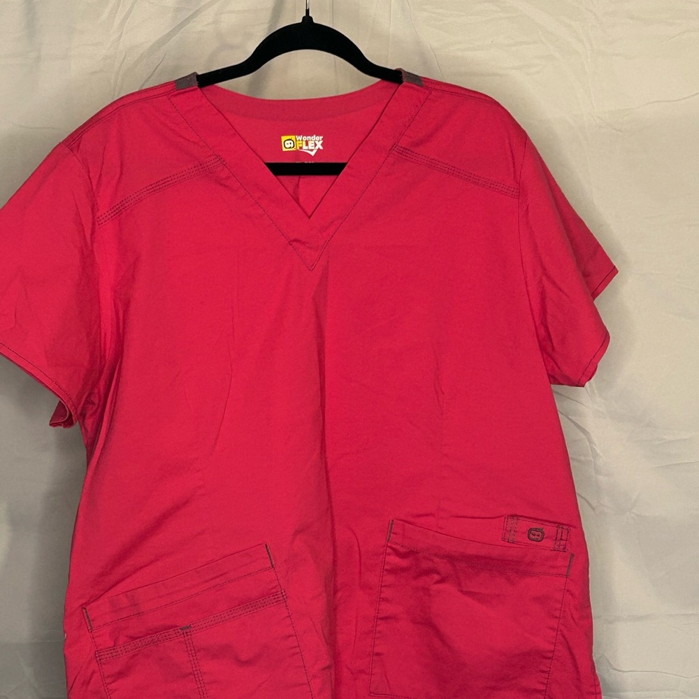 Pink Boxy Short Sleeve Scrub Top.